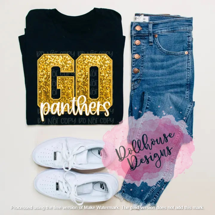 Go Panthers faux Sequin- Adult